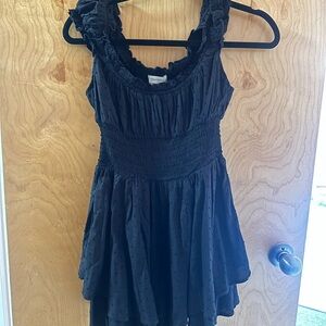 UO Black Ruffled Romper